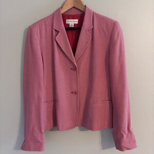VTG Casual Corner Womens 10 Red Pincheck Plaid Blazer Jacket Office Prep